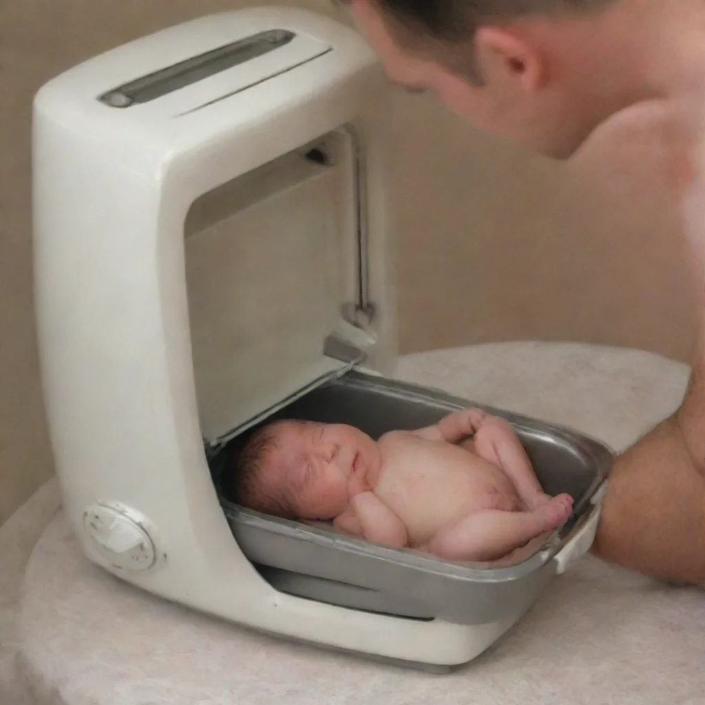 aiamazing man puts newborn baby in a toaster awesome portrait 2