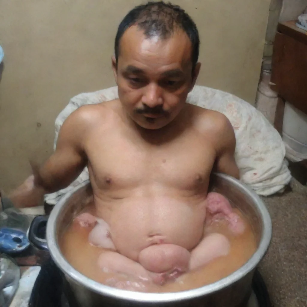 aiamazing man puts newborn baby in to pot of boiling water to cook awesome portrait 2