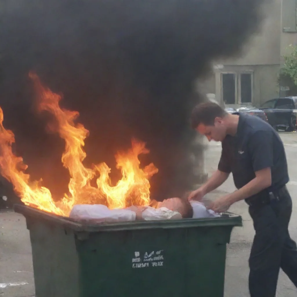 aiamazing man putting newborn baby in a dumpster on fire awesome portrait 2