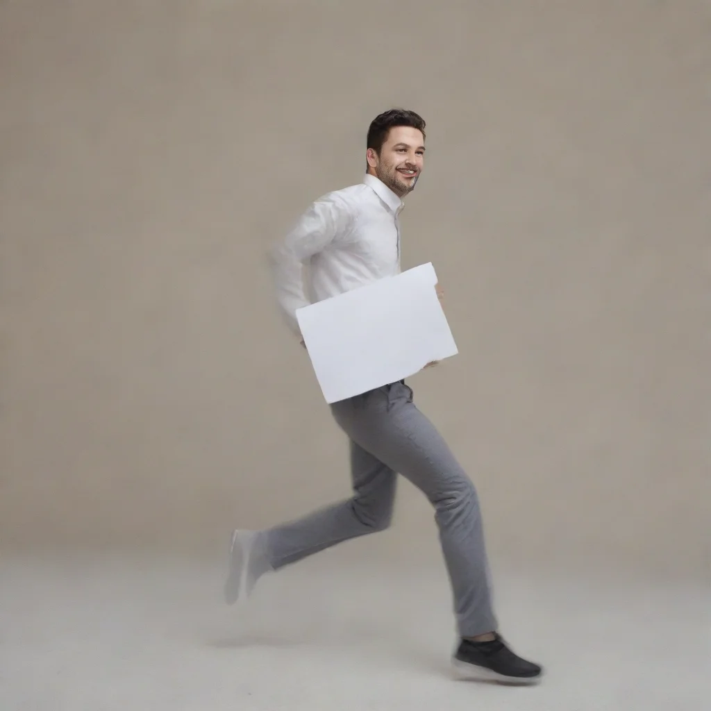 amazing man running with a paper folder awesome portrait 2