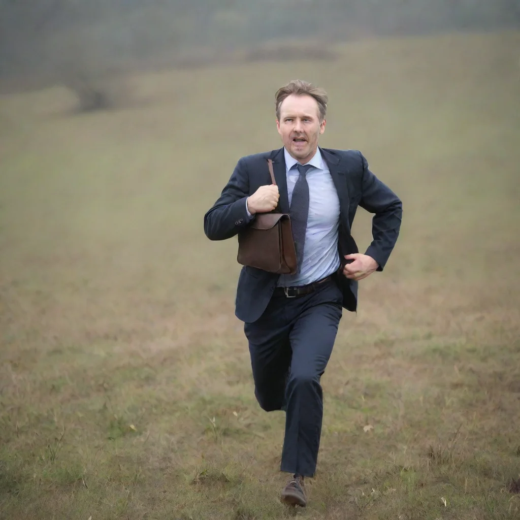 amazing man running with small breafcase awesome portrait 2