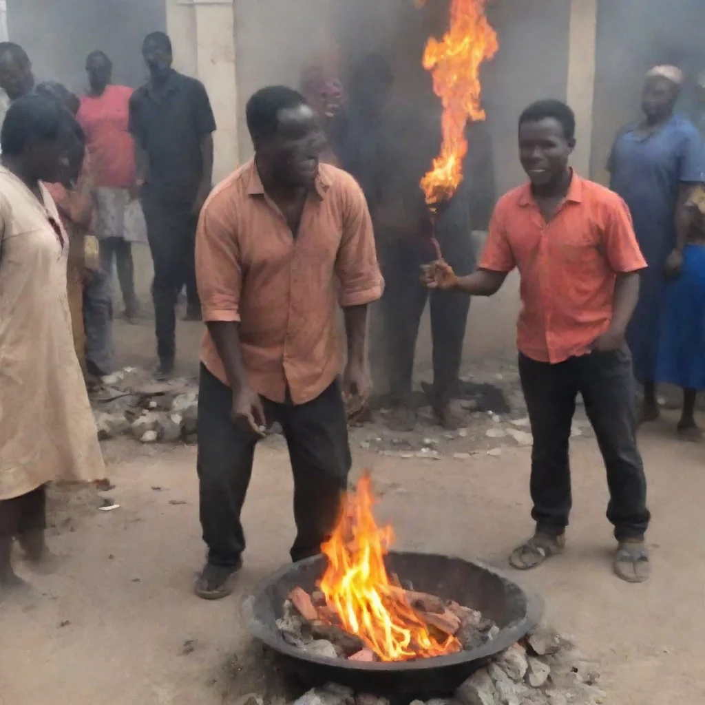 aiamazing man sacrifices newborn baby on a fire while other people laugh awesome portrait 2