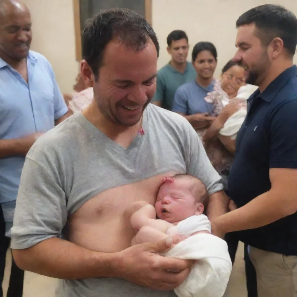 aiamazing man sacrifices newborn baby while other people laugh awesome portrait 2