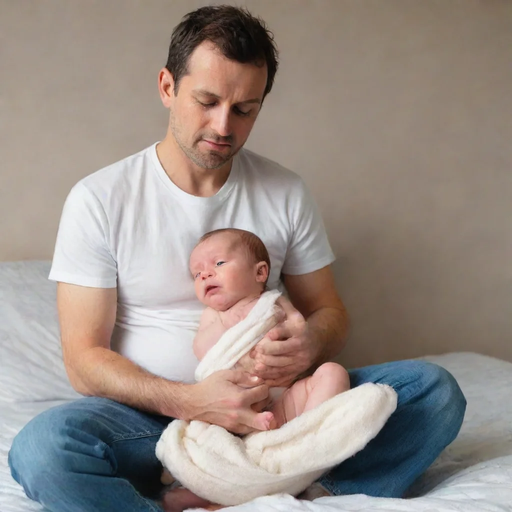 amazing man sitting on newborn baby awesome portrait 2