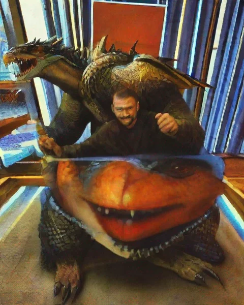 amazing man slaying dragon awesome portrait 2