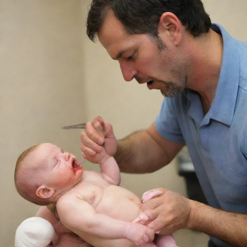 amazing man stabbing a baby awesome portrait 2