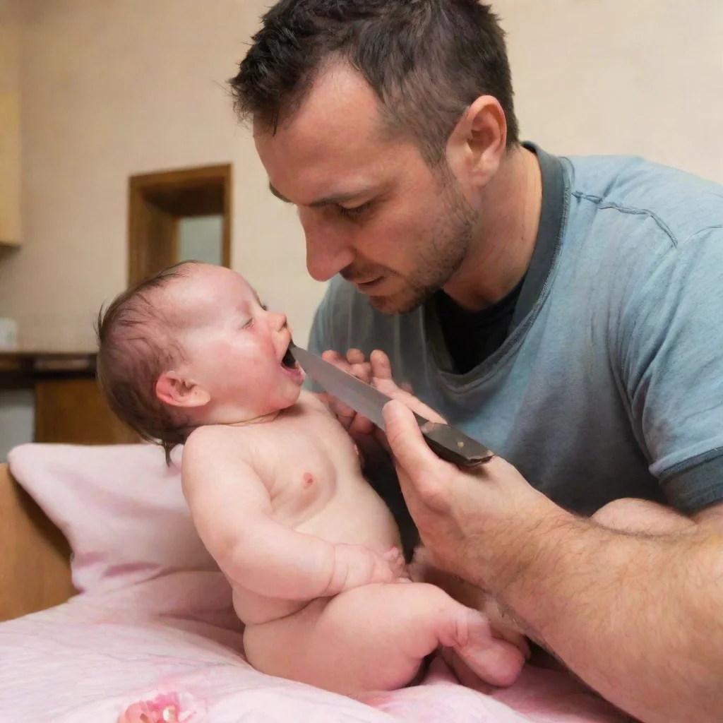 amazing man stabbing a baby with a knife awesome portrait 2