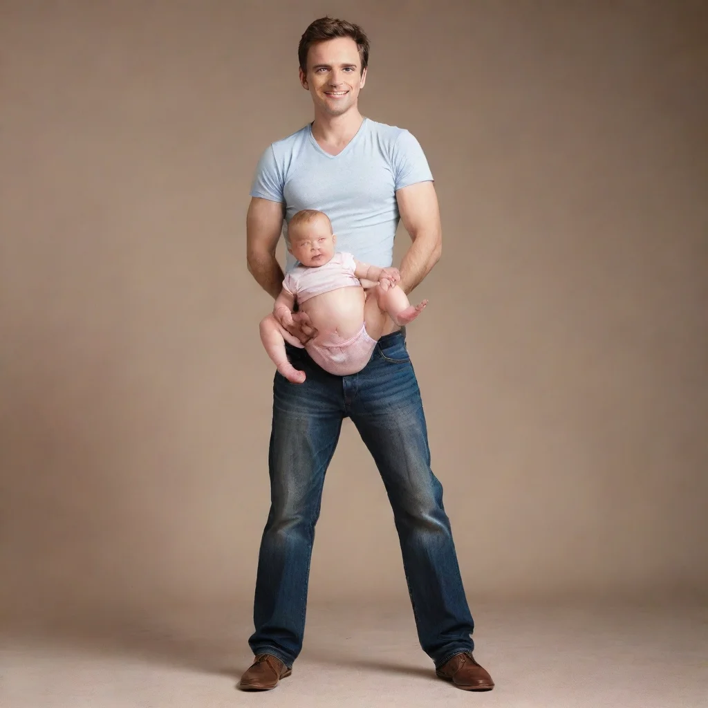 amazing man standing on a baby awesome portrait 2