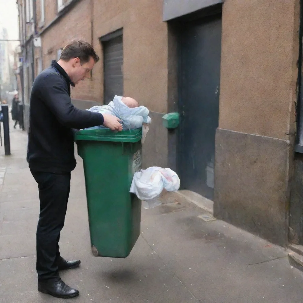 aiamazing man throwing a newborn baby in the bin awesome portrait 2