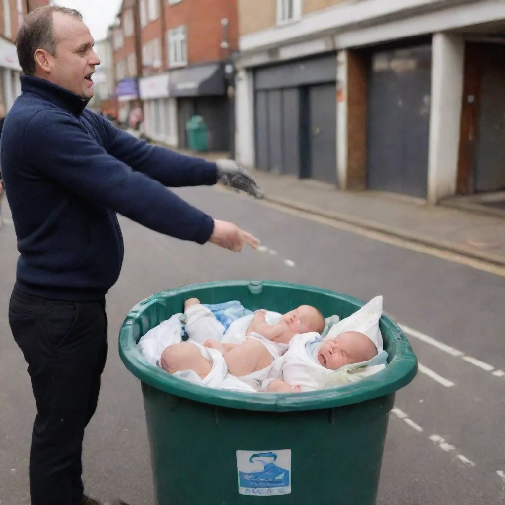 aiamazing man throwing newborn babies in the bin awesome portrait 2