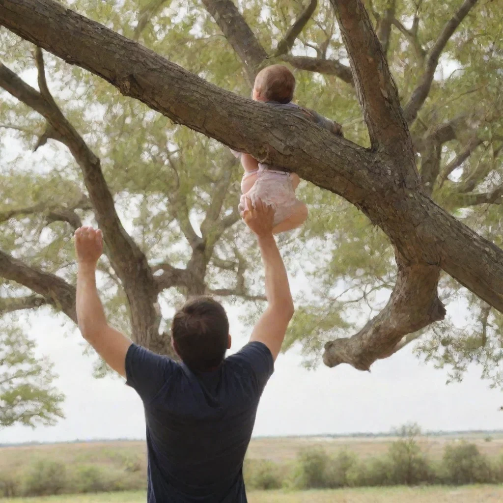 aiamazing man throwing newborn baby up a tree awesome portrait 2