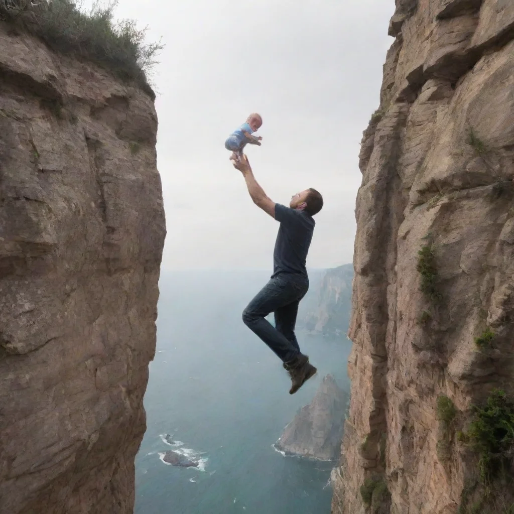 aiamazing man tossing a newborn baby off a cliff awesome portrait 2
