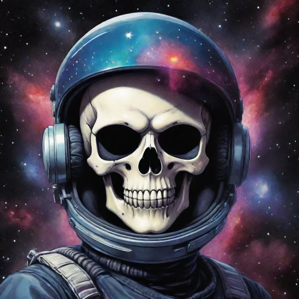 aiamazing manga style skull in space helmet awesome portrait 2