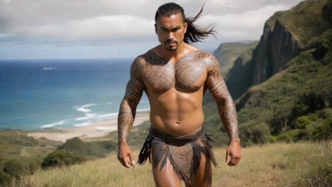 amazing maori warrior pacific islander tatoos sweeping landscape awesome portrait 2 widescreen