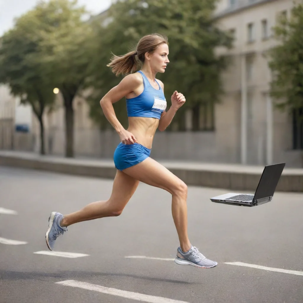 aiamazing marathon runner  running and on on laptop picturesque awesome portrait 2