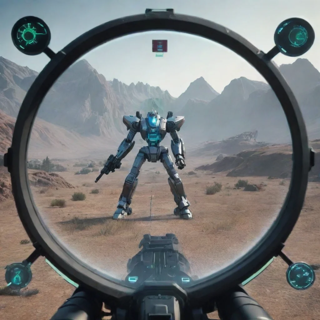 aiamazing mecha battle robot machine hud crosshairs futuristic first person view radar sonar awesome portrait 2