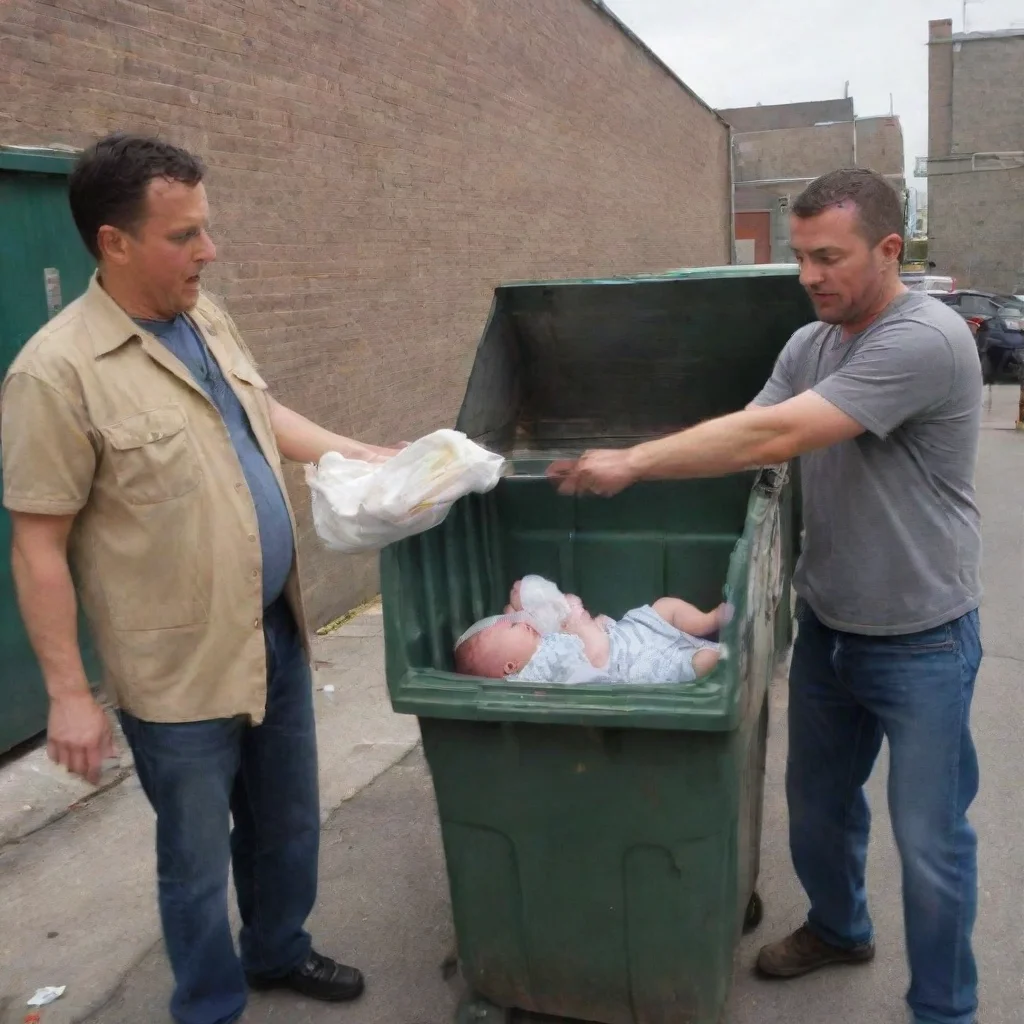 aiamazing men throwing a newborn baby in the dumpster awesome portrait 2