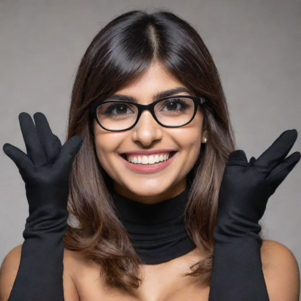 amazing mia khalifa smiling with  black gloves awesome portrait 2
