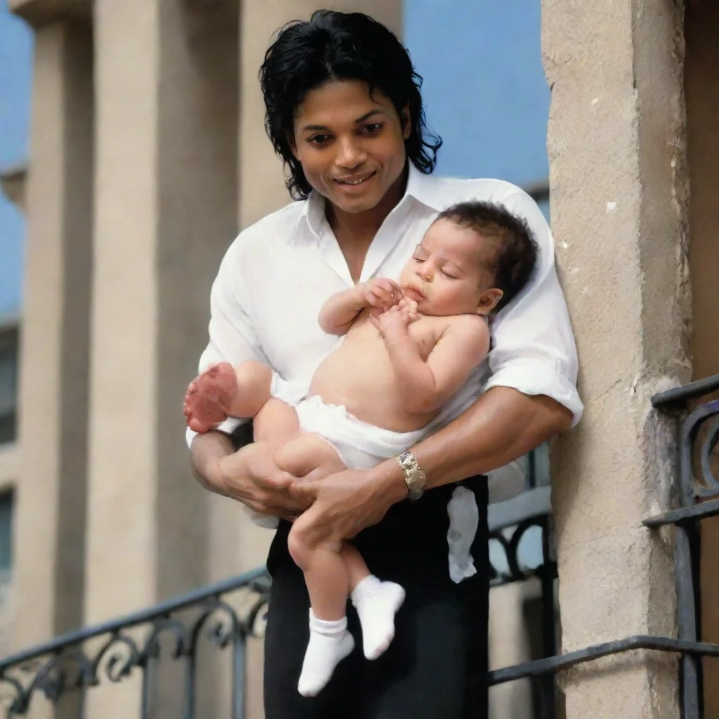 aiamazing micheal jackson dangling a newborn baby from a balcony awesome portrait 2