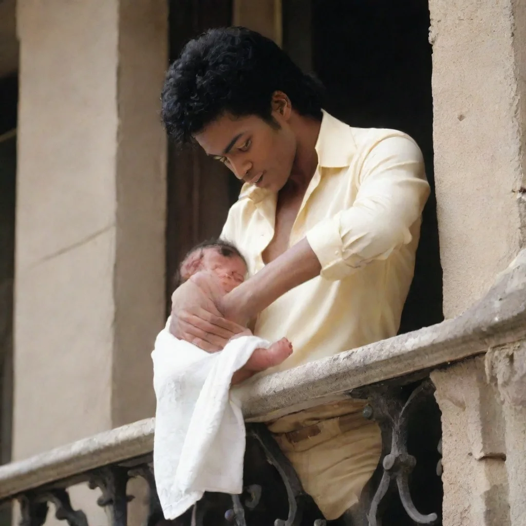 aiamazing micheal jackson dangling a newborn baby off a balcony awesome portrait 2