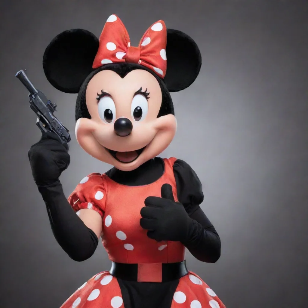 aiamazing minnie mouse smiling with black gloves and gun awesome portrait 2