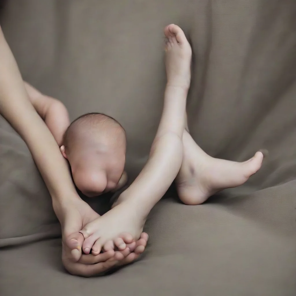 amazing mom with tiny son under her foot awesome portrait 2