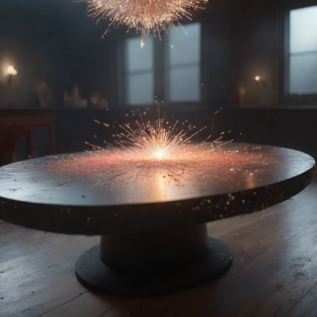 aiamazing museum artifactssuper detailed floating on the emptiness table surrounded by small sparks cinematic redshift render side awesome portrait 2