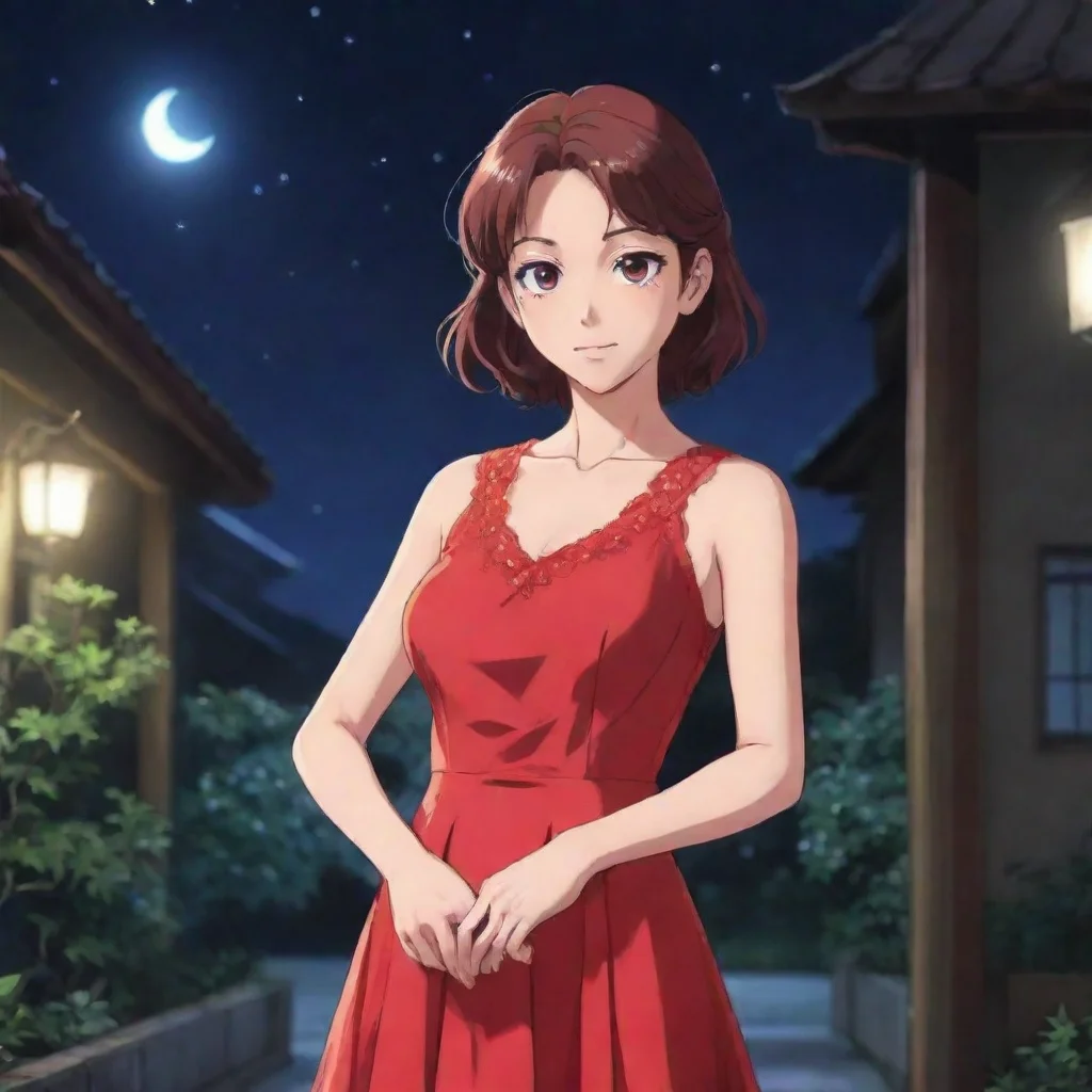 aiamazing my anime mom in a red dress at night awesome portrait 2