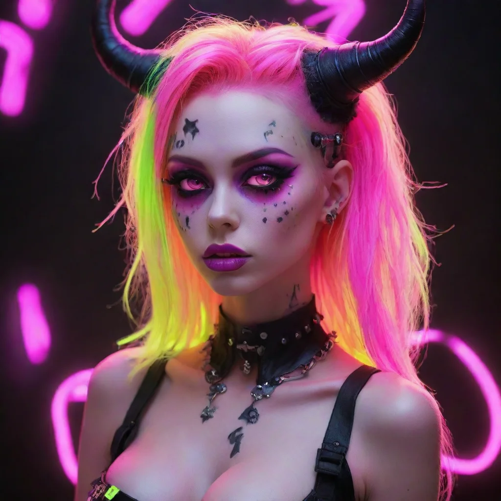 aiamazing neon punk fantasy sweet demon awesome portrait 2