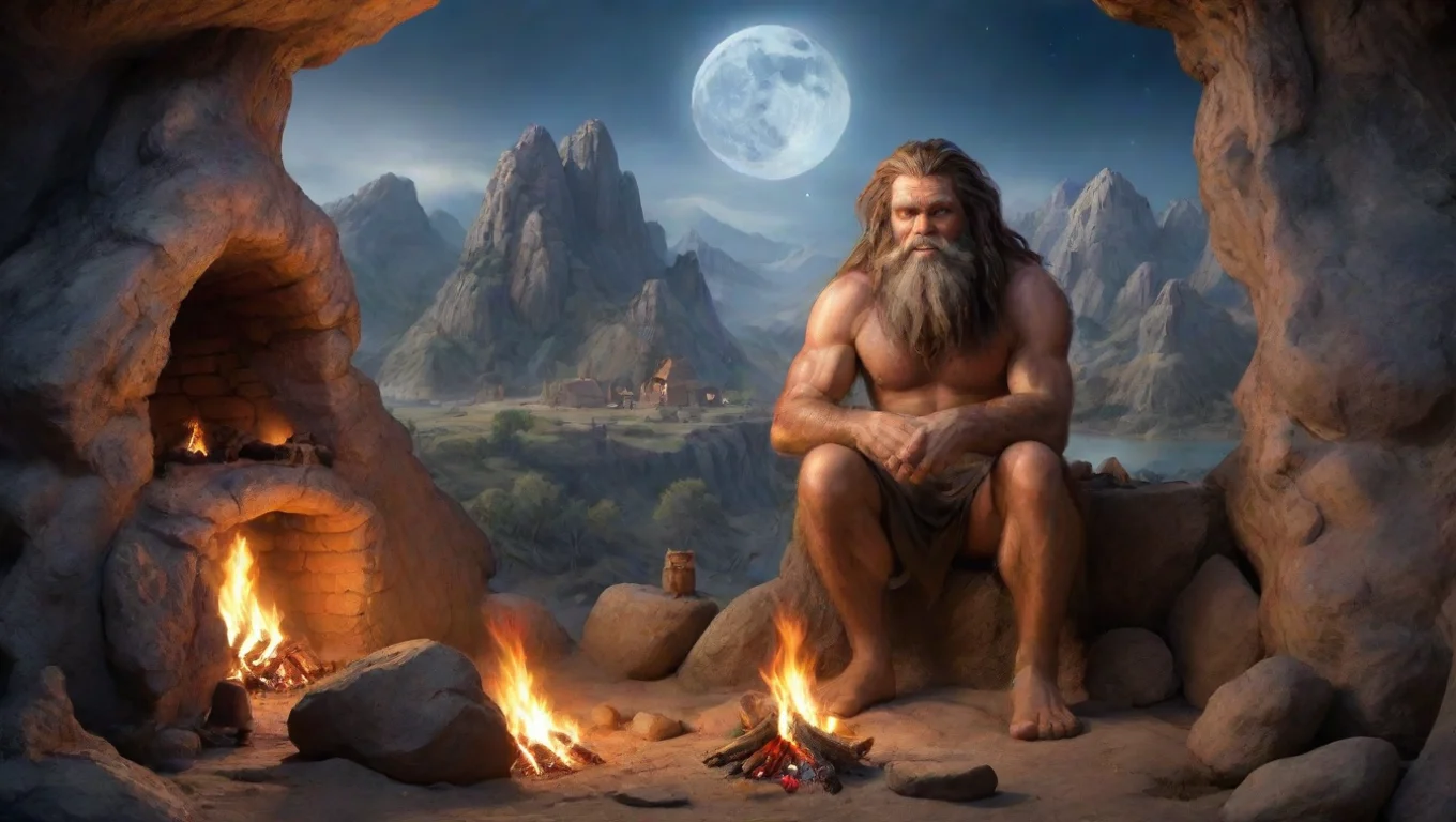 aiamazing new world fantasy caveman times fireplace with interesting hutts trading town nice environment creasent moon on planet earth cave man doco awesome portrait 2 widescreen