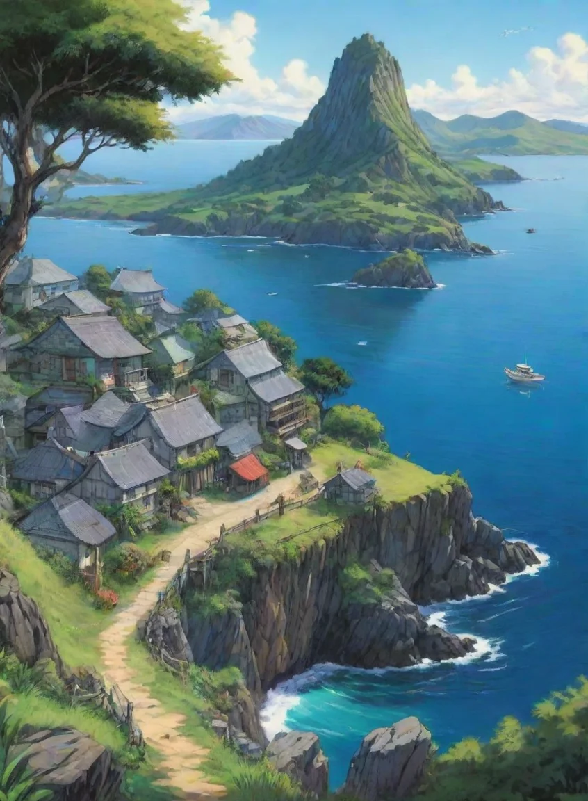 aiamazing new zealand bay of islands ghibli anime art islands detailed environment awesome portrait 2 portrait43
