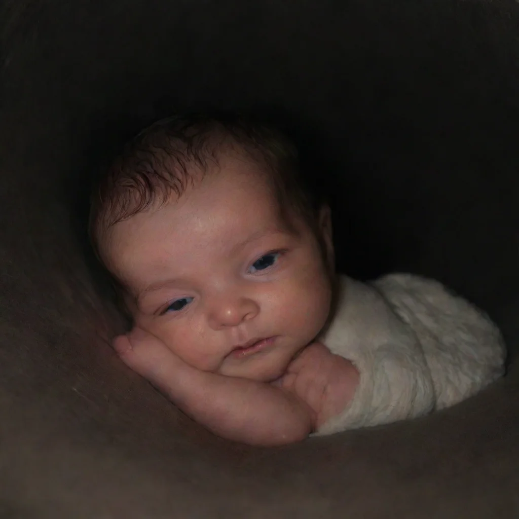 aiamazing newborn baby in a dark tunnel awesome portrait 2