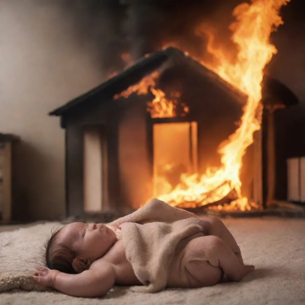 aiamazing newborn baby in a house on fire awesome portrait 2