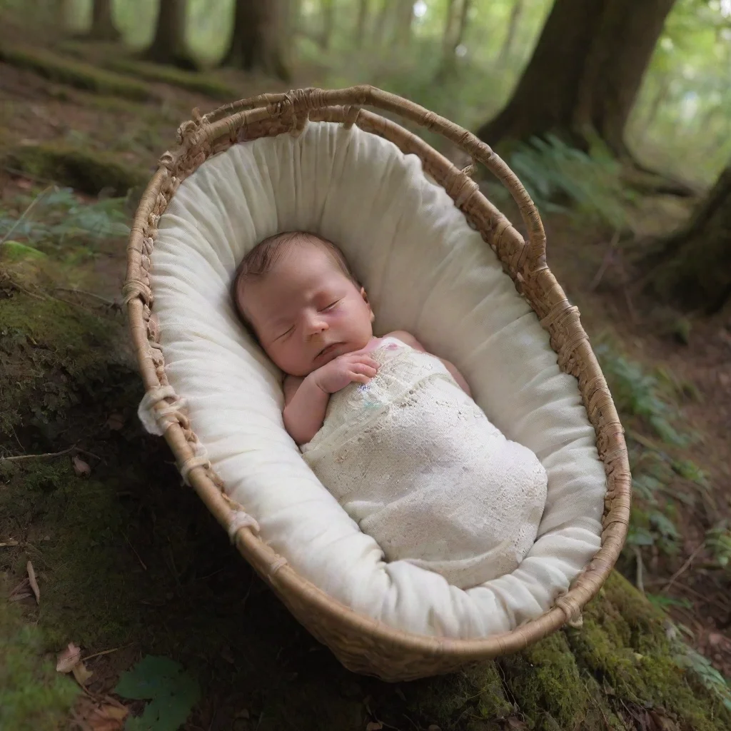 aiamazing newborn baby in a moses basket left in the woods awesome portrait 2