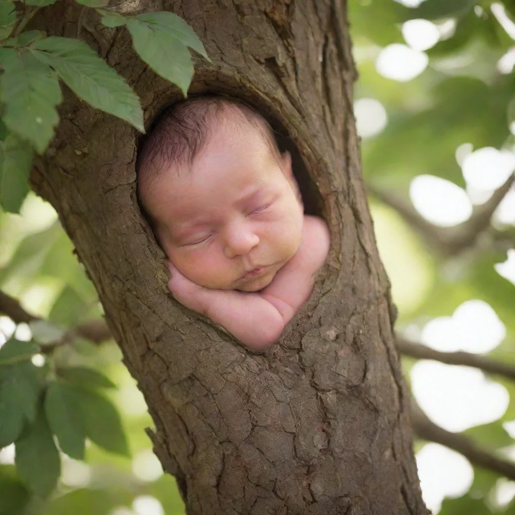 aiamazing newborn baby in a tree awesome portrait 2