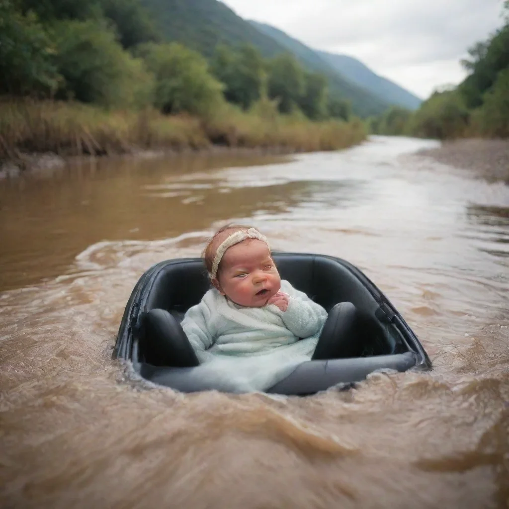 aiamazing newborn baby in car in a river awesome portrait 2