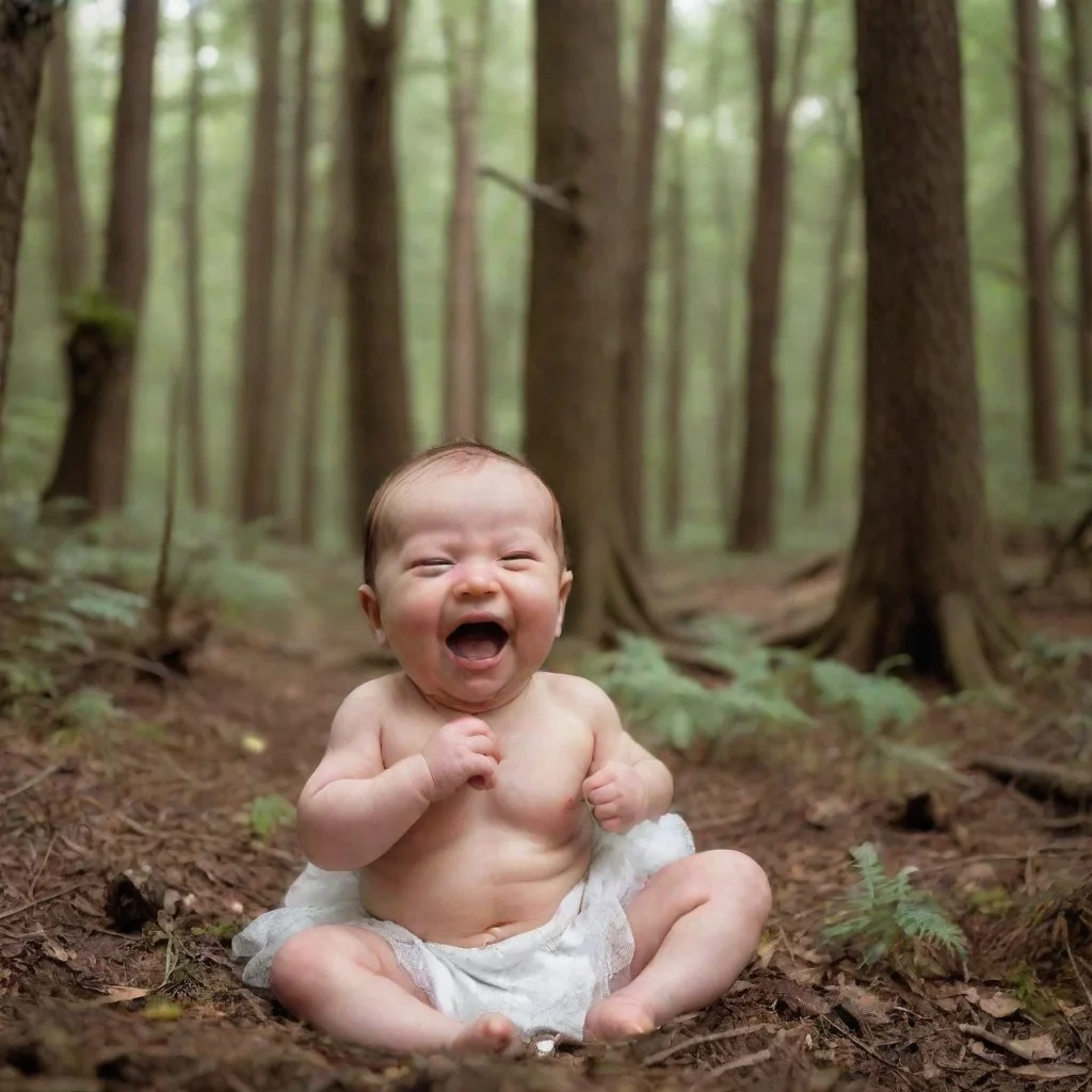 amazing newborn baby in the woods while other people laugh awesome portrait 2