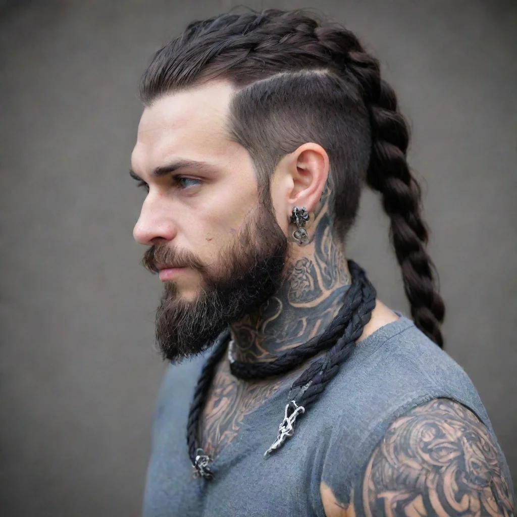 amazing nord braided beard braided hair beard beads dragon tattoo awesome portrait 2