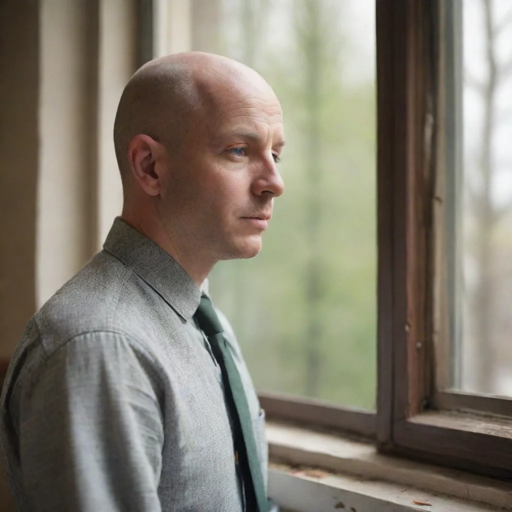 aiamazing nostalgic bald man in front of window awesome portrait 2