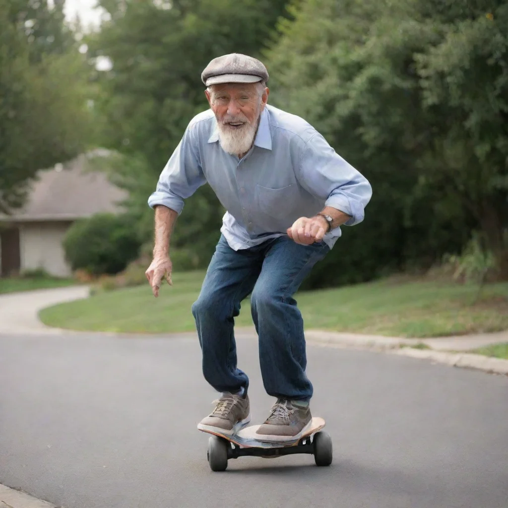 amazing old man riding a ripstick awesome portrait 2