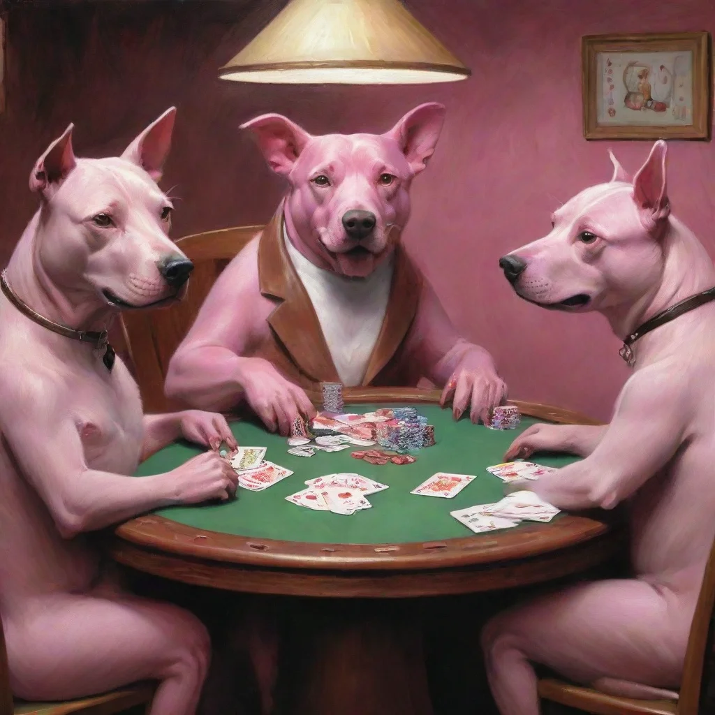 aiamazing pink dogs playing poker awesome portrait 2