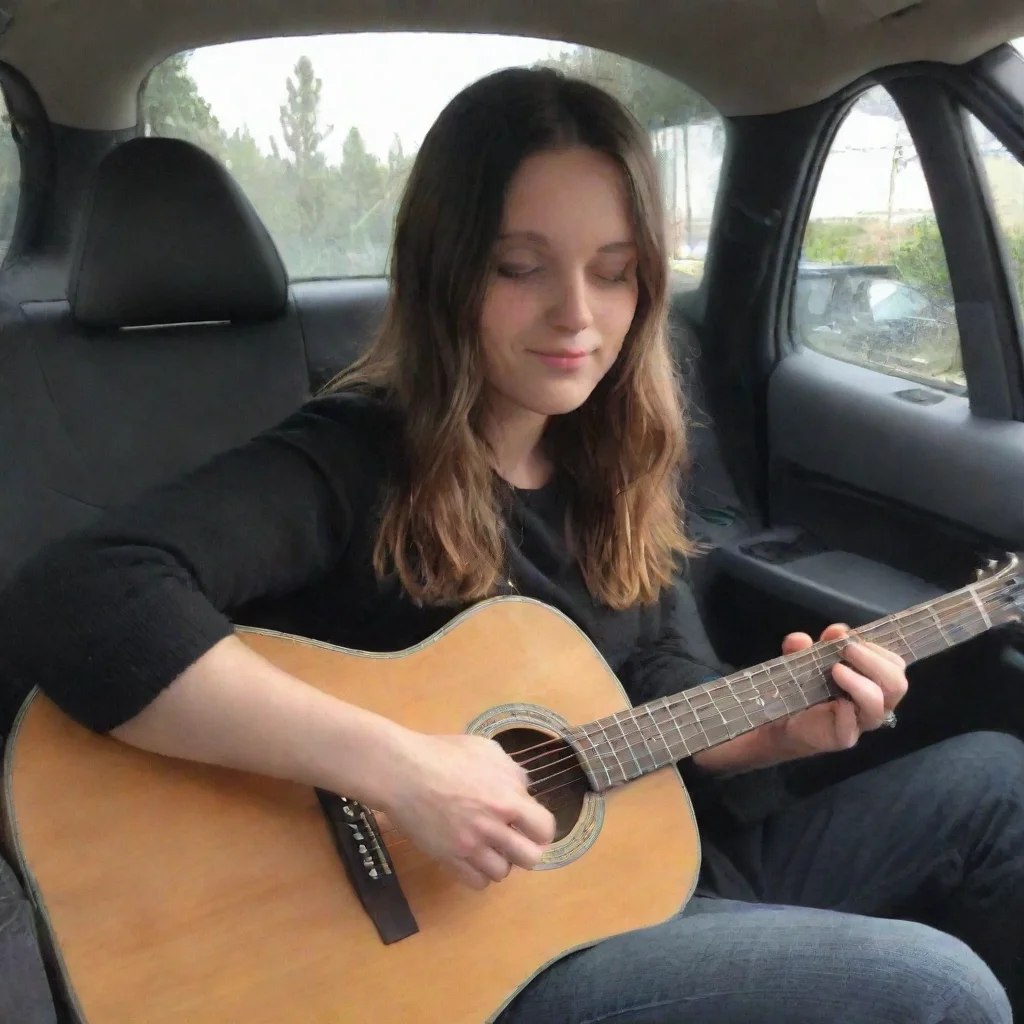 amazing playing guitare in a car awesome portrait 2