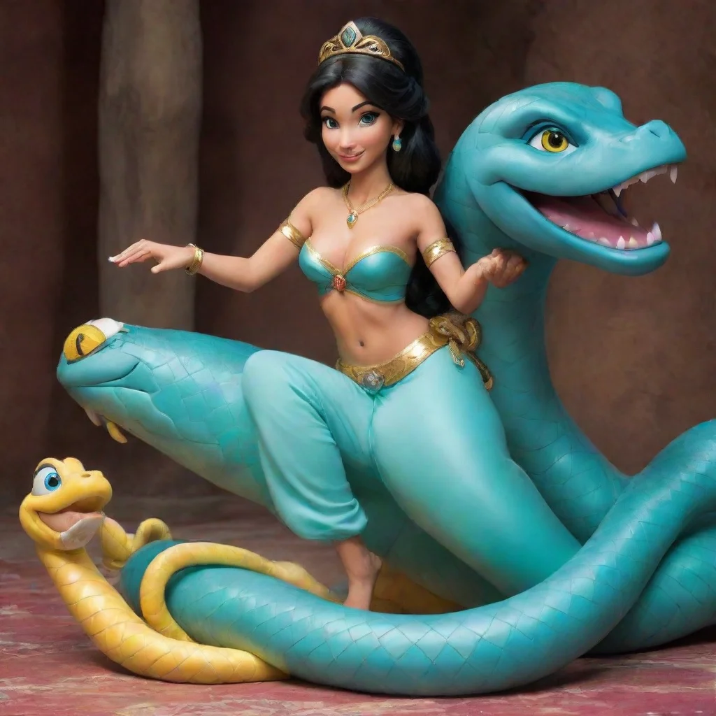 aiamazing princess jasmine and kaa  awesome portrait 2