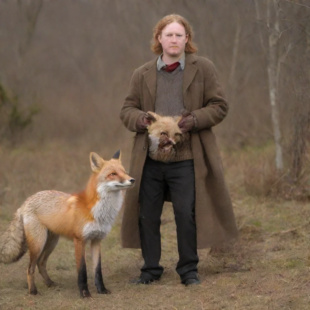 amazing red fox mergin with human male awesome portrait 2