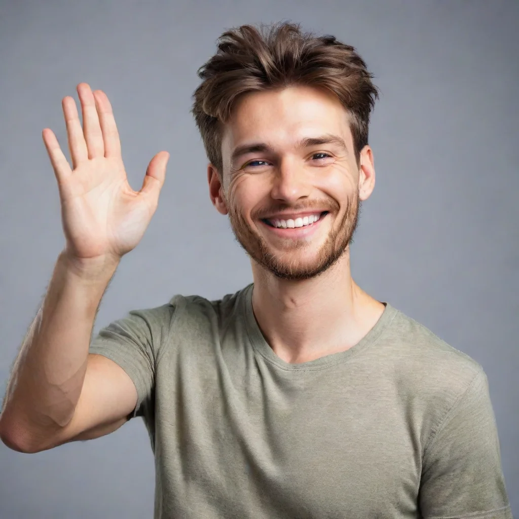 aiamazing relaxing kind character waving hi smile nice guy awesome portrait 2