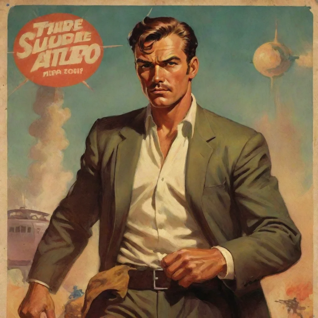 aiamazing retro pulp action hero awesome portrait 2