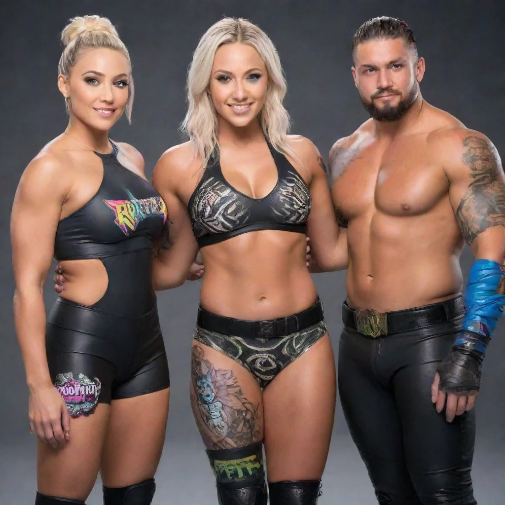 aiamazing rhea ripley riptides liv morgan and dominik mysterio awesome portrait 2
