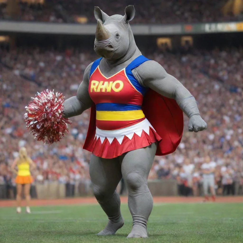 aiamazing rhino cheerleader superhero  awesome portrait 2