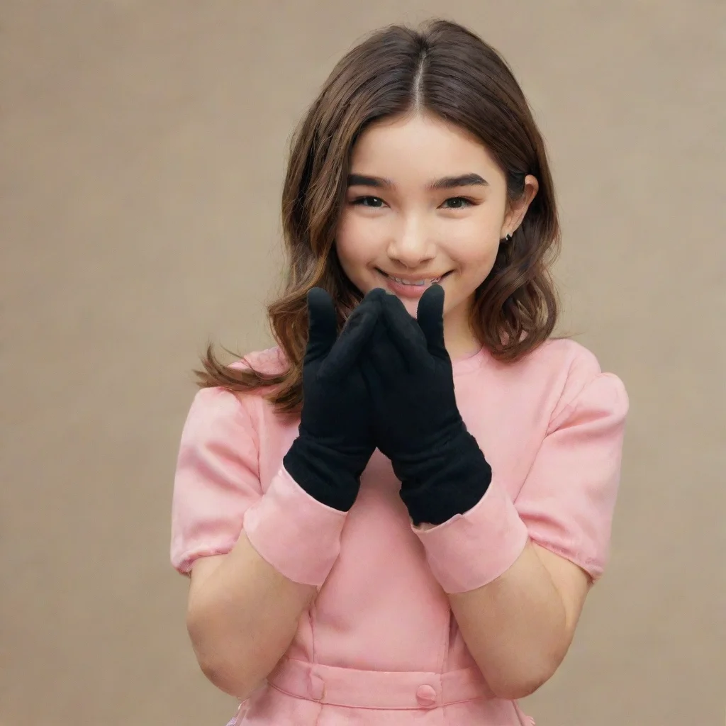 amazing rowan blanchard smiling with black gloves and gun shooting mayonnaise awesome portrait 2