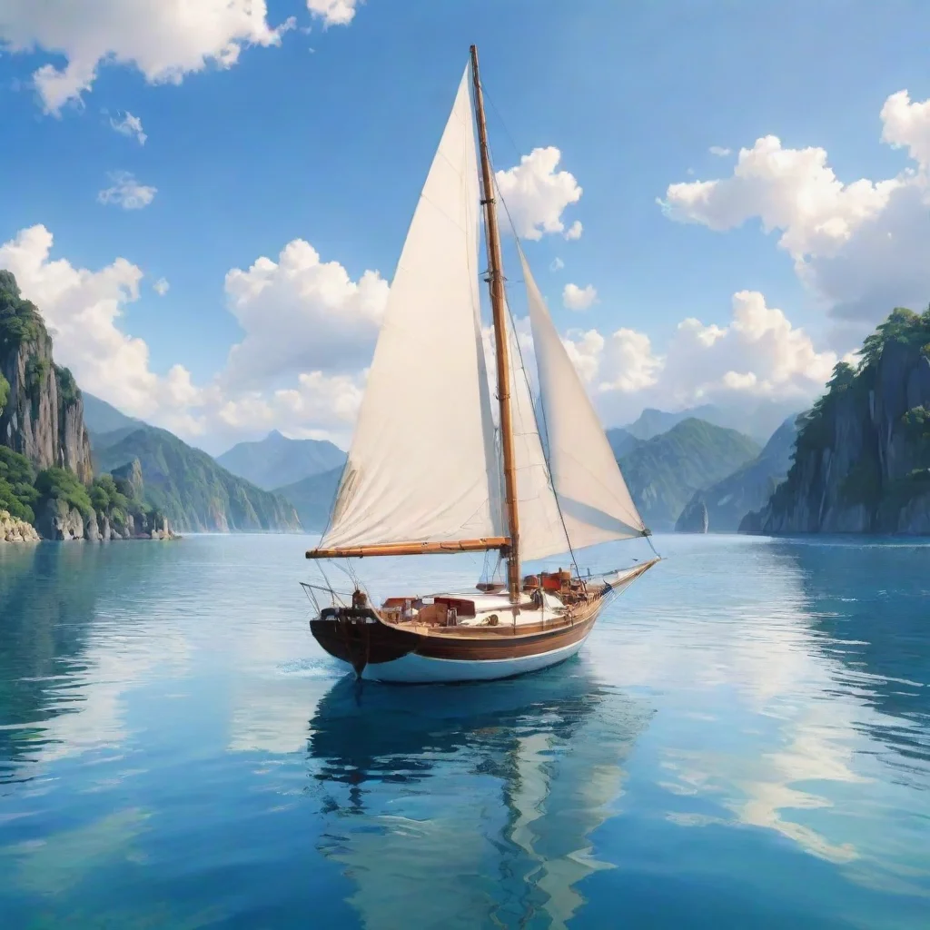 amazing sailing boat relaxing calm best anime quality realistic cartoon peace